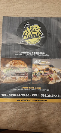 Restaurant de hamburgers hambe à Maranello - menu / carte