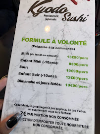 Carte du Kyodo Sushi à Reims