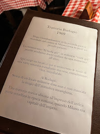 Carte du Trattoria Burla Giò à Milan