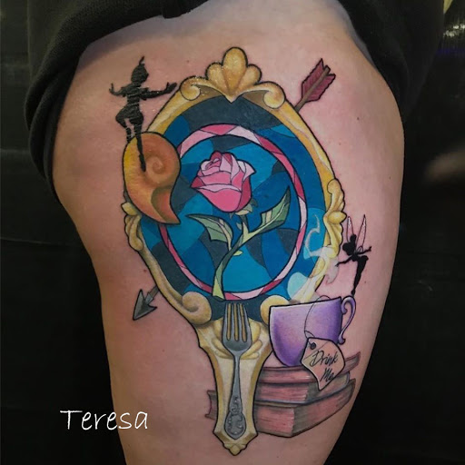 Explore religious tattoo sleeve ideas, creative tattoo ideas in Sanford, available at Venom Ink Tattoo