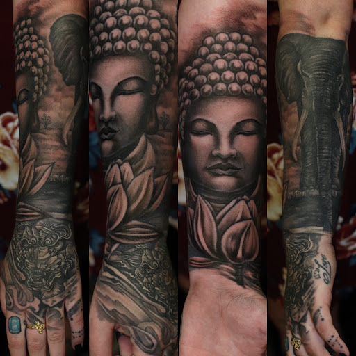 Explore leg tattoo cover up ideas, creative tattoo ideas in Dallas, available at Artistic Encounter