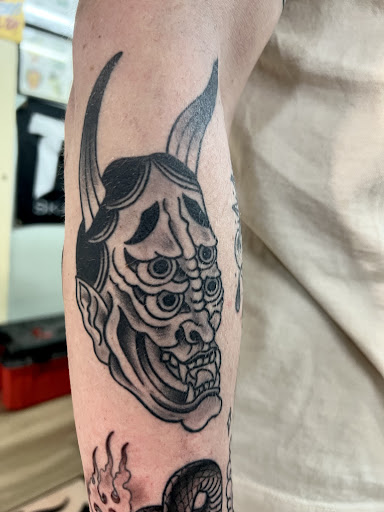 Explore sleeve forearm tattoo ideas for men, creative tattoo ideas in Gloversville, available at AC Revenge Tattoo American Craft Art Services LLC