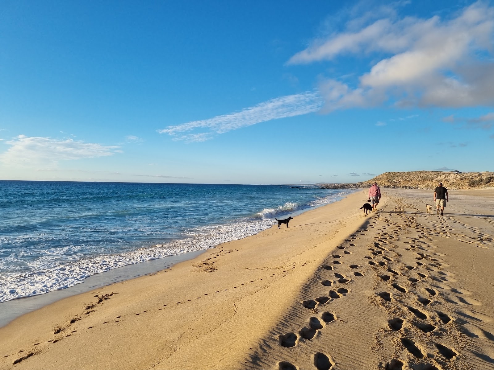 Foto av Greenly Beach omgiven av berg