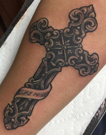 Explore leg tattoo ideas, creative tattoo ideas in San Angelo, available at Old Town Tattoo
