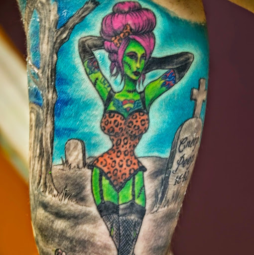 Explore angel tattoo sleeve ideas, creative tattoo ideas in Champaign, available at Flatland Tattoo Studio