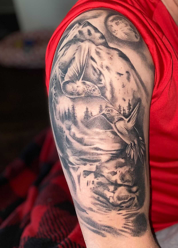 Explore tattoo hip ideas, creative tattoo ideas in Green Bay, available at Old Hallows Tattoo