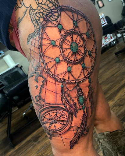 Explore neck tattoo ideas, creative tattoo ideas in Roanoke, available at Saint Cecilias Art Studio