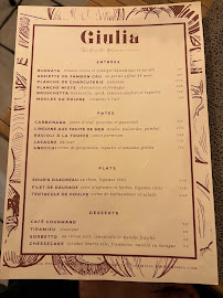 Menu du GIULIA | Ristorante Italiano à Hyères