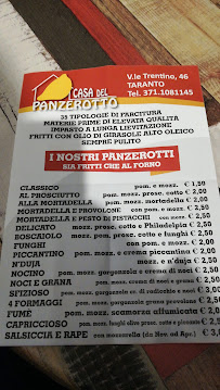 Casa del panzerotto à Taranto menu