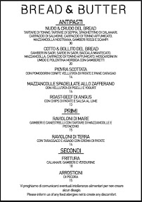 Menu du Bread & Butter à Venice