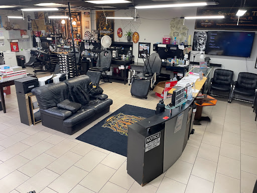 Explore map tattoo ideas, creative tattoo ideas in Sarasota, available at SEVEN SINS Tattoo Studio