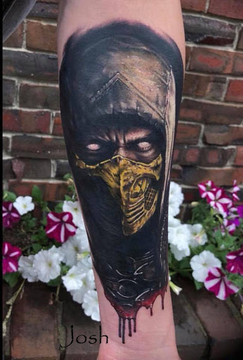 Explore vertical tattoo ideas, creative tattoo ideas in Sanford, available at Venom Ink Tattoo