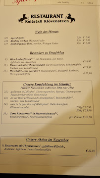 Menu du Restaurant Reitstall Klövensteen à Schenefeld