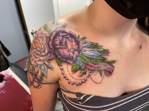 Explore temple tattoo ideas, creative tattoo ideas in Des Moines, available at Skin Kitchen Tattoo