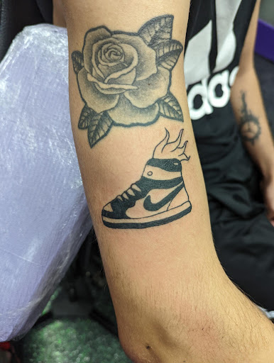 Explore fire and ice tattoo ideas, creative tattoo ideas in Slippery Rock, available at Dinky Dachshund Tattoo Parlor