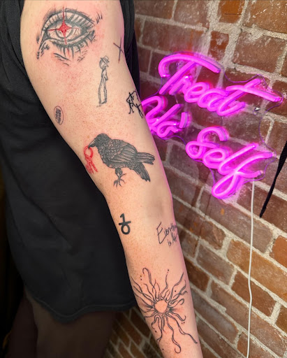 Explore warrior tattoo sleeve ideas, creative tattoo ideas in Belgrade, available at The Loyal Sparrow Tattoo and Piercing