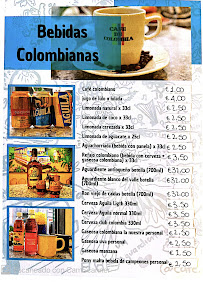 Restaurant colombien Restaurante - Café La Colombiana en Porto à Porto (le menu)