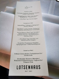 Restaurant de fruits de mer Zum Alten Lotsenhaus à Hamburg (le menu)