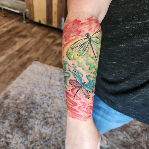 Explore skull tattoo sleeve ideas, creative tattoo ideas in Coquille, available at Inspired Ink Tattoo Shop