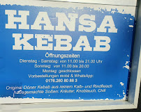 Carte du Hansa Kebab à Rostock
