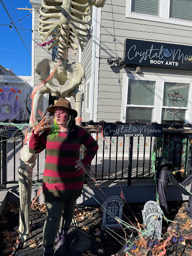 Explore ski mask tattoo ideas, creative tattoo ideas in Bloomington, available at Crystal Moon Body Arts