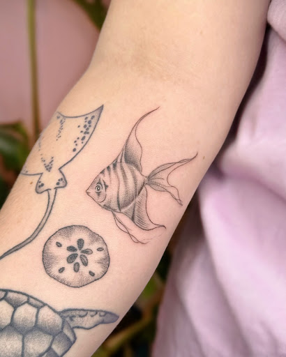 Explore tortoise tattoo ideas, creative tattoo ideas in Chicago, available at Crispy Aura Fine Line Tattoos