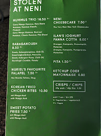 Menu du Monkey Bar à Berlin