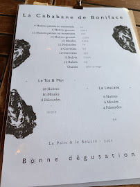 Carte du La Cabane de Vincent Boniface à Leucate