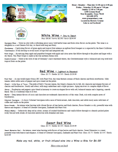 Winery «Winery on the Gruene», reviews and photos, 1308 Gruene Rd, New Braunfels, TX 78130, USA