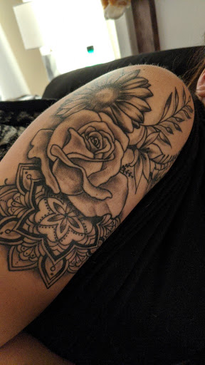 Explore womens leg sleeve tattoo ideas, creative tattoo ideas in Odessa, available at Evil Ink Tattoo