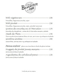 Restaurant Brasserie du Parc à Annecy (le menu)