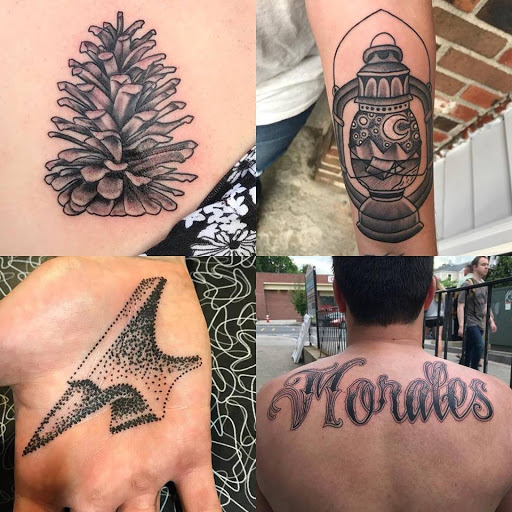 Explore female calf tattoo ideas, creative tattoo ideas in Amherst, available at Wanderlust Tattoo & Piercing