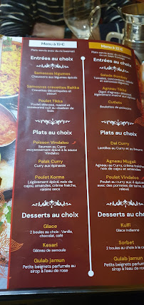 Restaurant Bombay à Périgueux menu