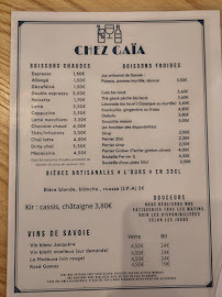 Menu / carte de Chez Gaïa à Chambéry