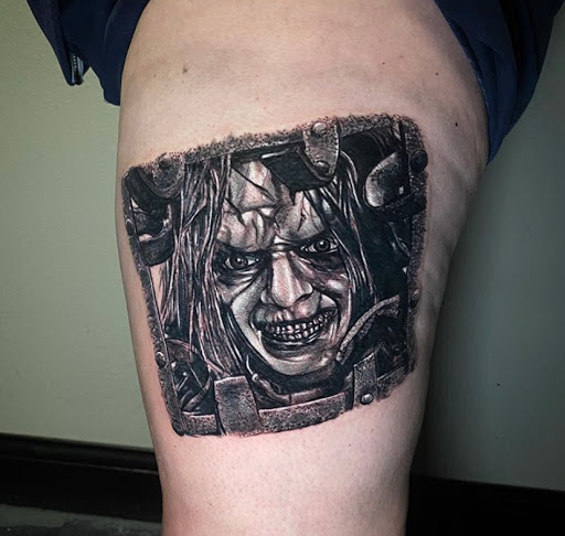 Explore mandalorian tattoo ideas, creative tattoo ideas in Odessa, available at Black Cat Tattoo Company