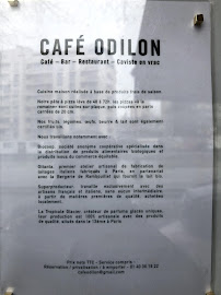 Café Odilon à Paris menu