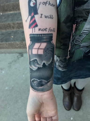 Explore knee surgery tattoo ideas, creative tattoo ideas in Stevens Point, available at Mothers Approval Tattooing