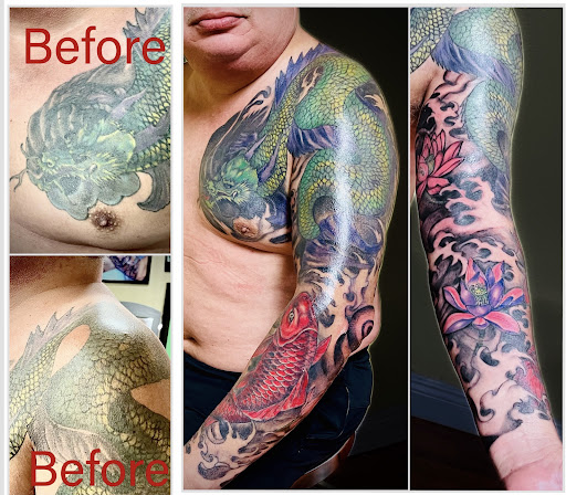 Explore tattoo cover up ideas on ankle, creative tattoo ideas in Garden Grove, available at Anna Hang Tattoo