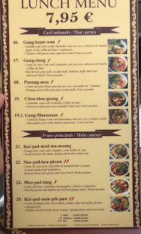 Thai Garden à Lisbon menu