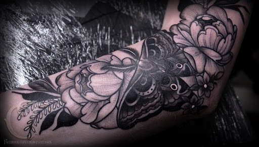 Explore mens patchwork tattoo ideas, creative tattoo ideas in Houlton, available at Crowes Tattoos