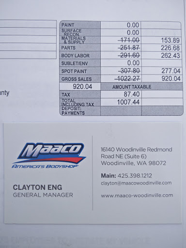 Auto Body Shop «Maaco Collision Repair & Auto Painting», reviews and photos, 16140 Woodinville-Redmond Rd NE #6, Woodinville, WA 98072, USA
