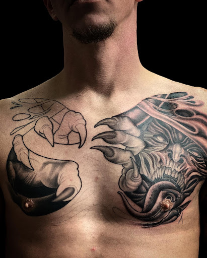 Explore lining tattoo ideas, creative tattoo ideas in Youngstown, available at BAREKNUCKLE TATTOO & BARBERSHOP