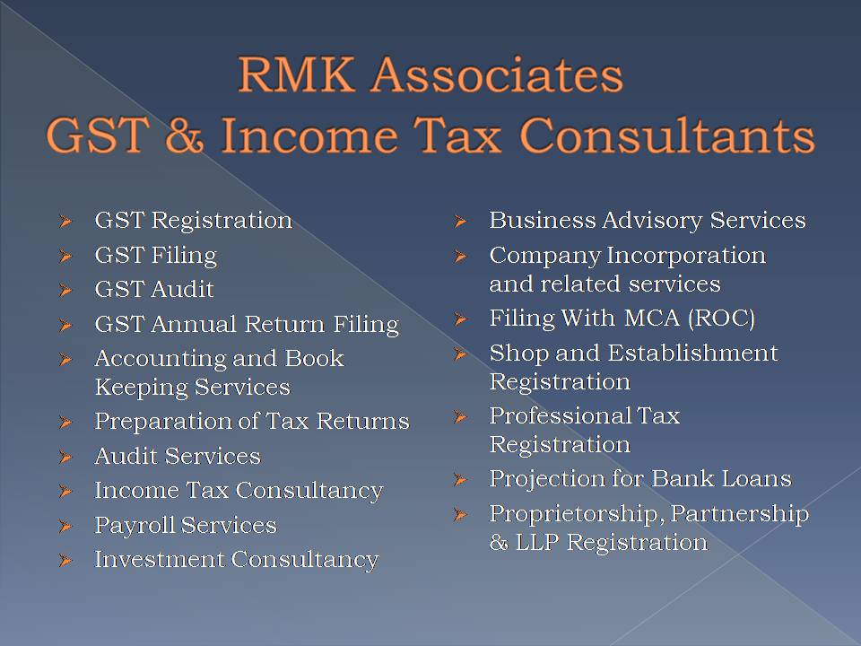 RMK Associates, GST & Income Tax Consultants
