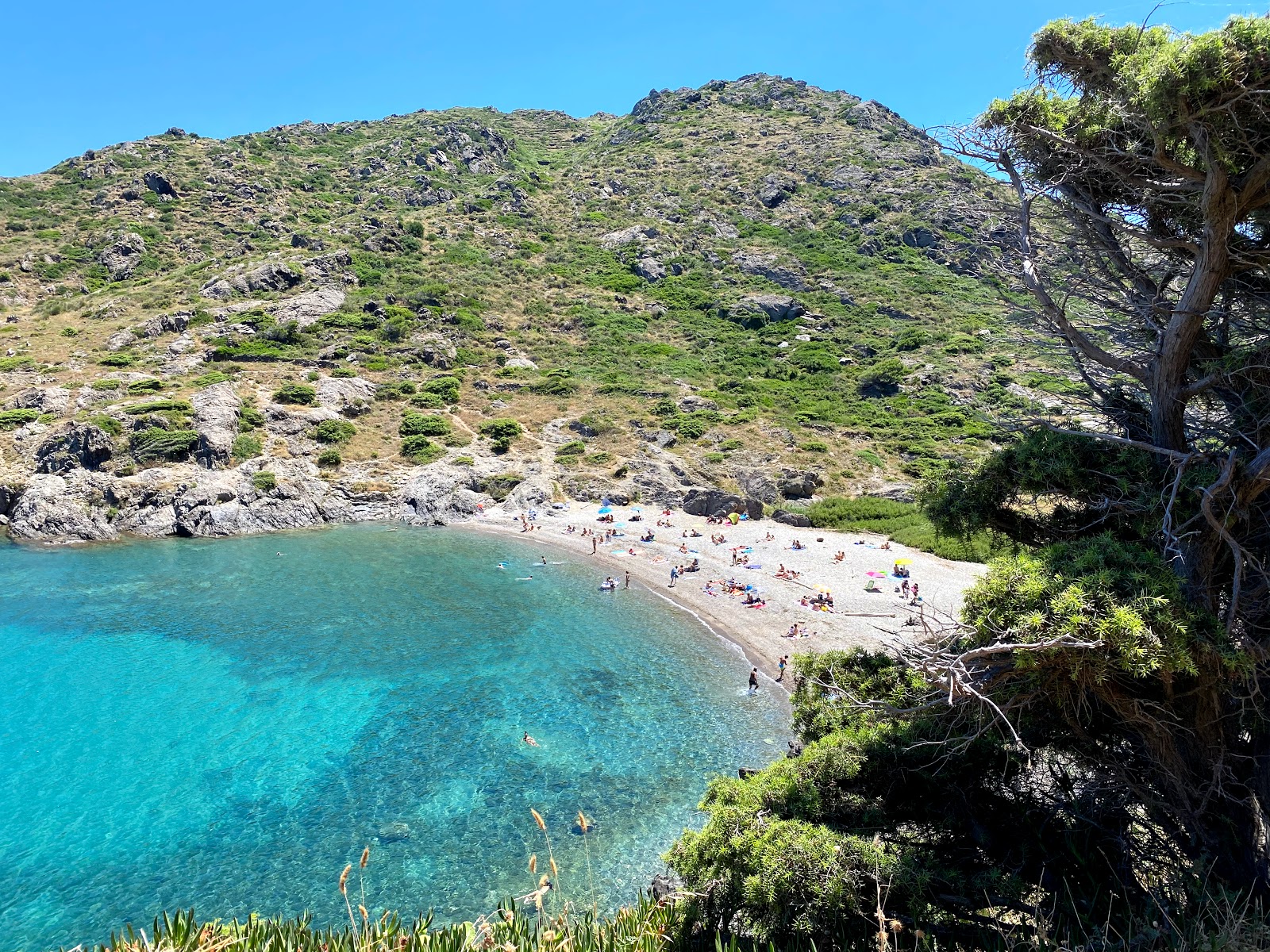Photo of Cala Tamariua with turquoise pure water surface