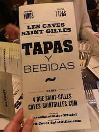 Caves Saint Gilles à Paris menu