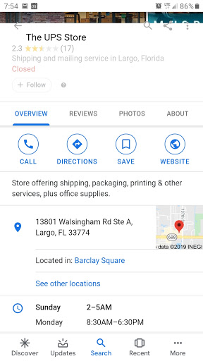 Shipping and Mailing Service «The UPS Store», reviews and photos, 13801 Walsingham Rd a, Largo, FL 33774, USA