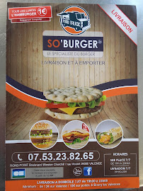 Menu / carte de So'burger Valence à Valence