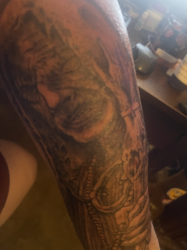 Explore oni mask tattoo ideas, creative tattoo ideas in El Paso, available at Art of Ink Studios