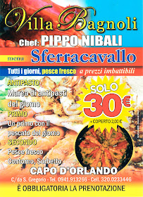 Menu du Ristorante Villa Bagnoli di Nibali Giuseppe à Capo d'Orlando