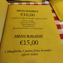 Restaurant Mammamia à Florence (le menu)